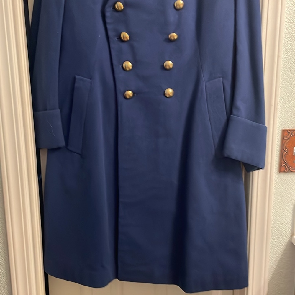 Ladies  vintage Navy Double-Breasted wool Coat - Picture 2 of 6